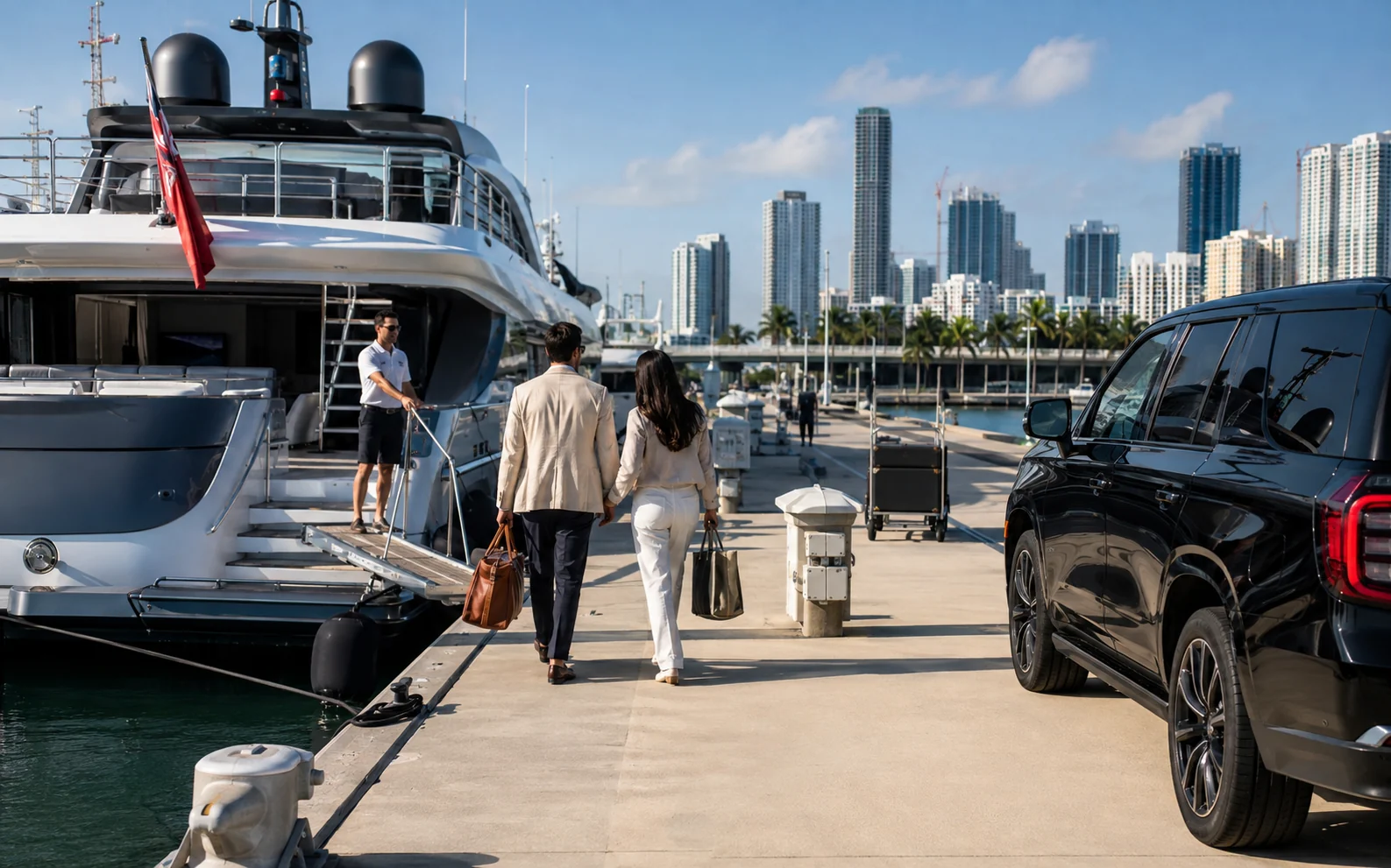 Editorial illustration: a Miami marina
