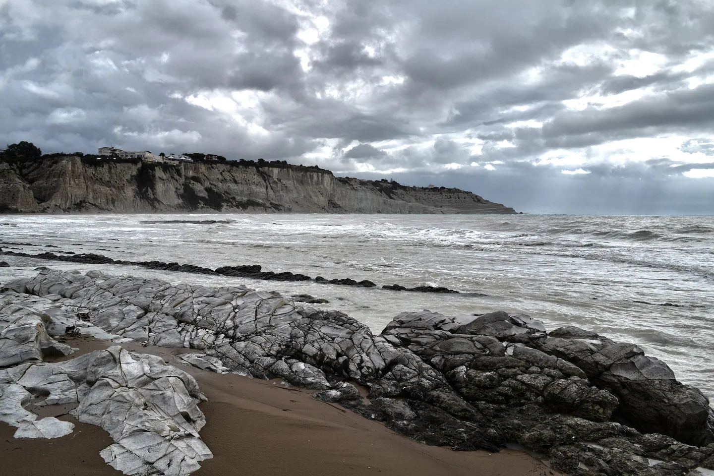Storm clouds over an Italian coast, an example of changing coastal weather